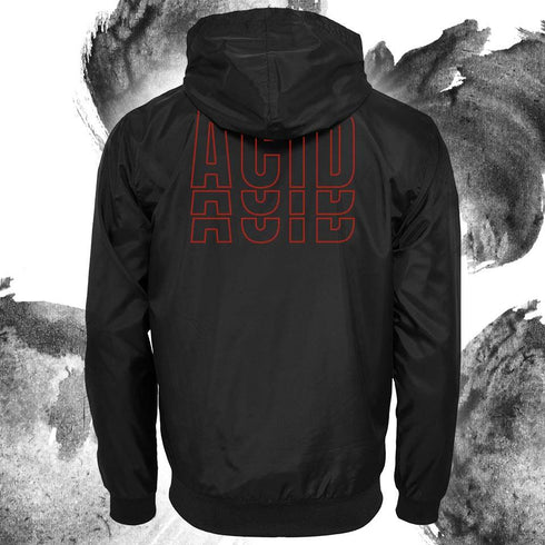 Rückseite des Acid Techno Windrunner in schwarz und rot